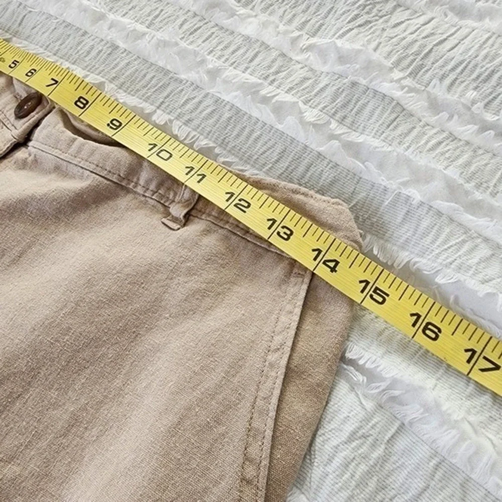 Love Tree Wide Leg Pants Womens Large Beige Linen Blend Boho Coastal Beachy - Picture 4 of 9
